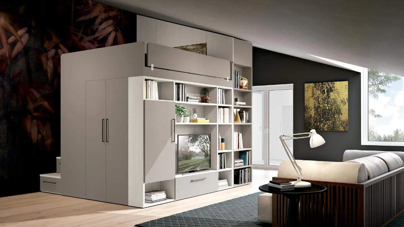 Cabina Armadio con soppalco Concept per Loft 18 di Ferrimobili