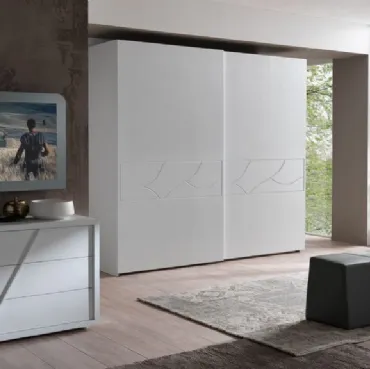 Armadio a 2 ante scorrevoli in finitura Frassino Bianco Kim di Euro Design