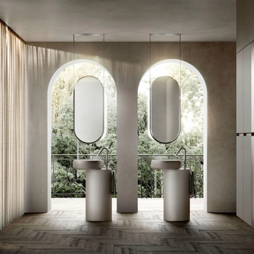 Mobile da Bagno a terra in laccato Metal Color Titanio opaco con lavabo in Cristalplant Cubik 10 di Ideagroup