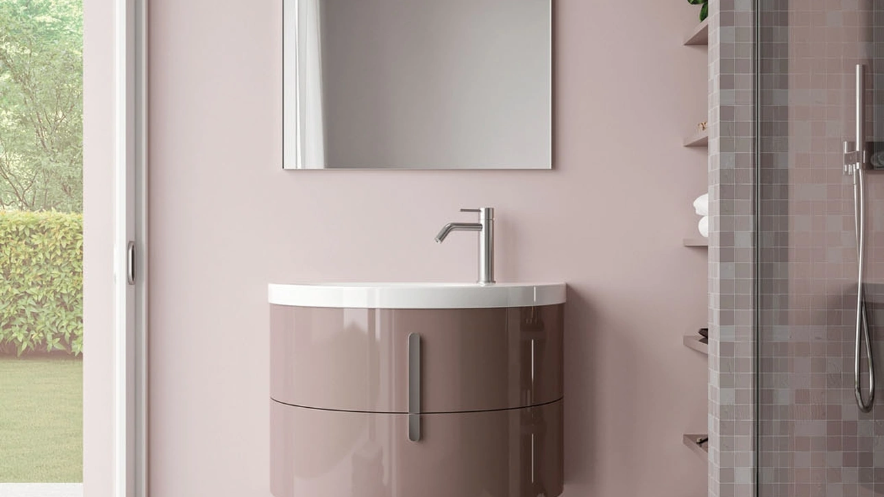 Mobile da Bagno sospeso in laccato lucido Moon 05 di Ideagroup