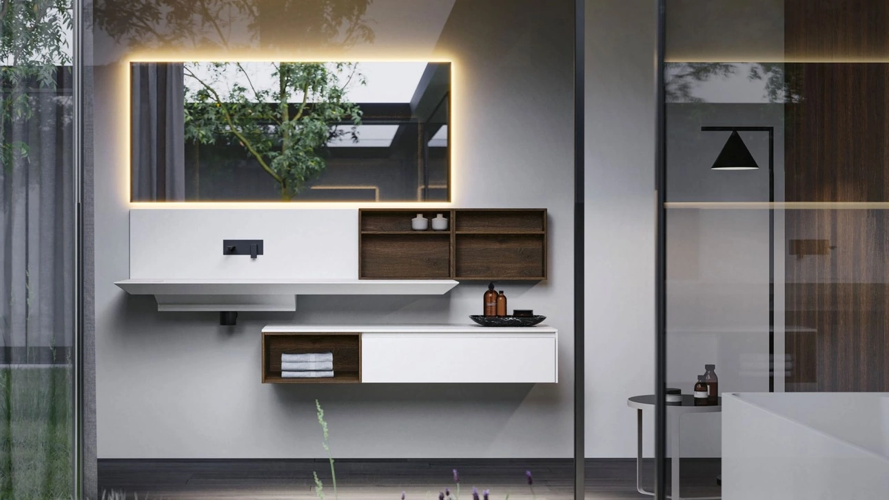 Mobile da Bagno sospeso in HPL Nyù 03 di Ideagroup