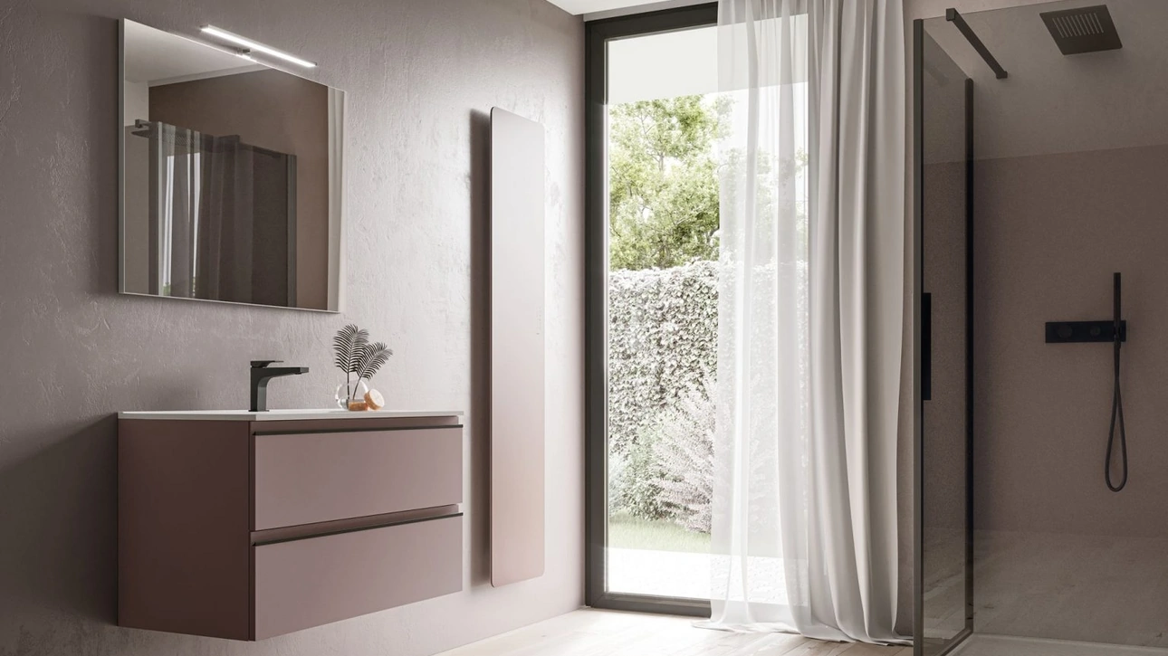 Mobile da Bagno sospeso in laccato opaco System 02 di Ideagroup