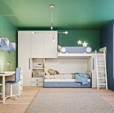Cameretta con letto a castello e contenitori Mya Comp 07 di Mab