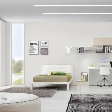 Cameretta componibile in laccato e melaminico con scrivania Idea 106 di Corazzin