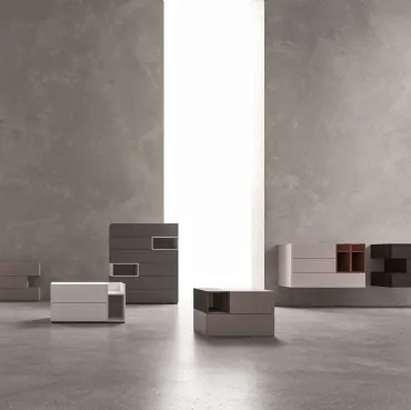 Gruppo notte componibile in laccato opaco Brick di Mab