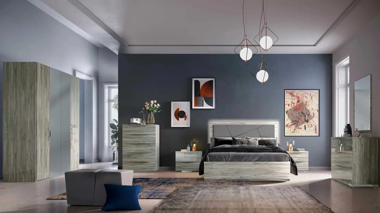 Gruppo Notte in legno lucido Diana di Euro Design