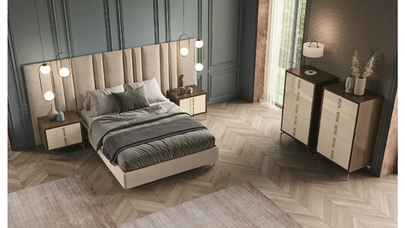 Gruppo Notte Tiffany con frontali in laccato lucido di Euro Design