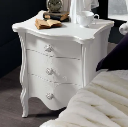 Comodino con pomoli a forma di rosa in ceramica Leopardi di Euro Design