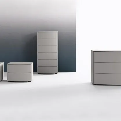 Gruppo notte moderno in laccato grigio opaco Tenso di Mab