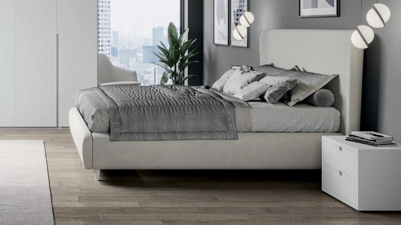 Comodino laccato Bianco Wind di Euro Design