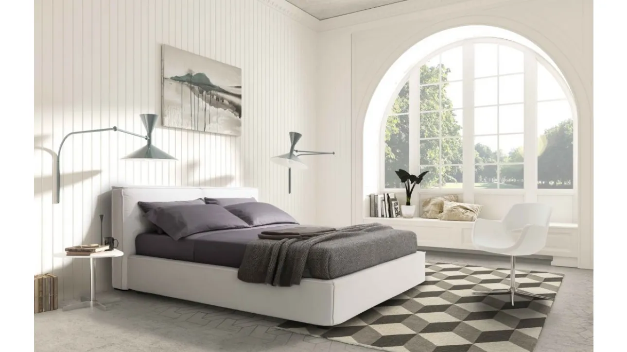 Letto in tessuto con testiera imbottita e box contenitore Logo di Confort Line