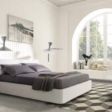 Letto in tessuto con testiera imbottita e box contenitore Logo di Confort Line