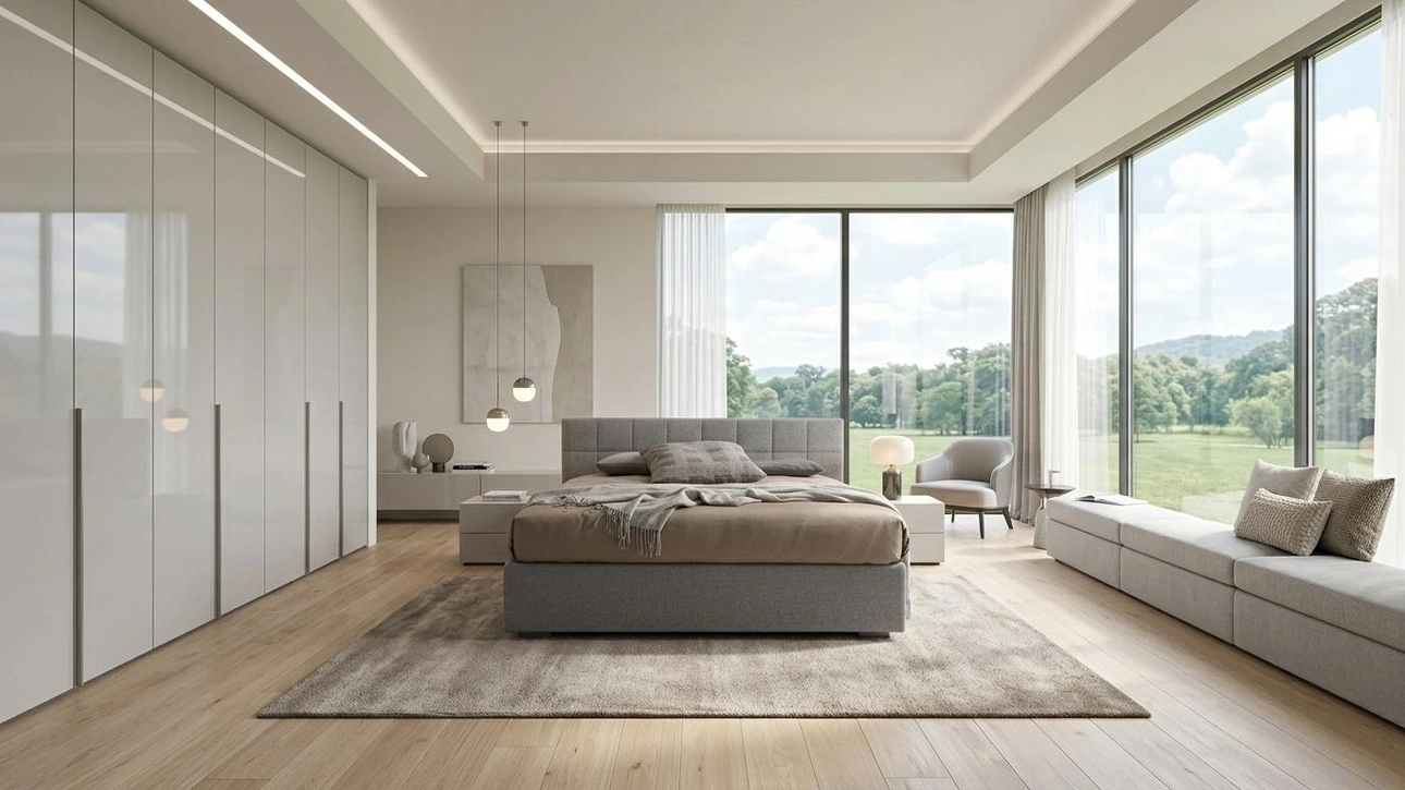 Letto con testiera trapuntata Quadro di Confort Line