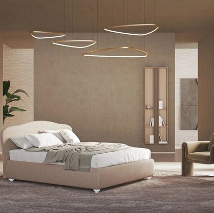Letto imbottito con testiera sagomata e box contenitore Camilla di Ergogreen