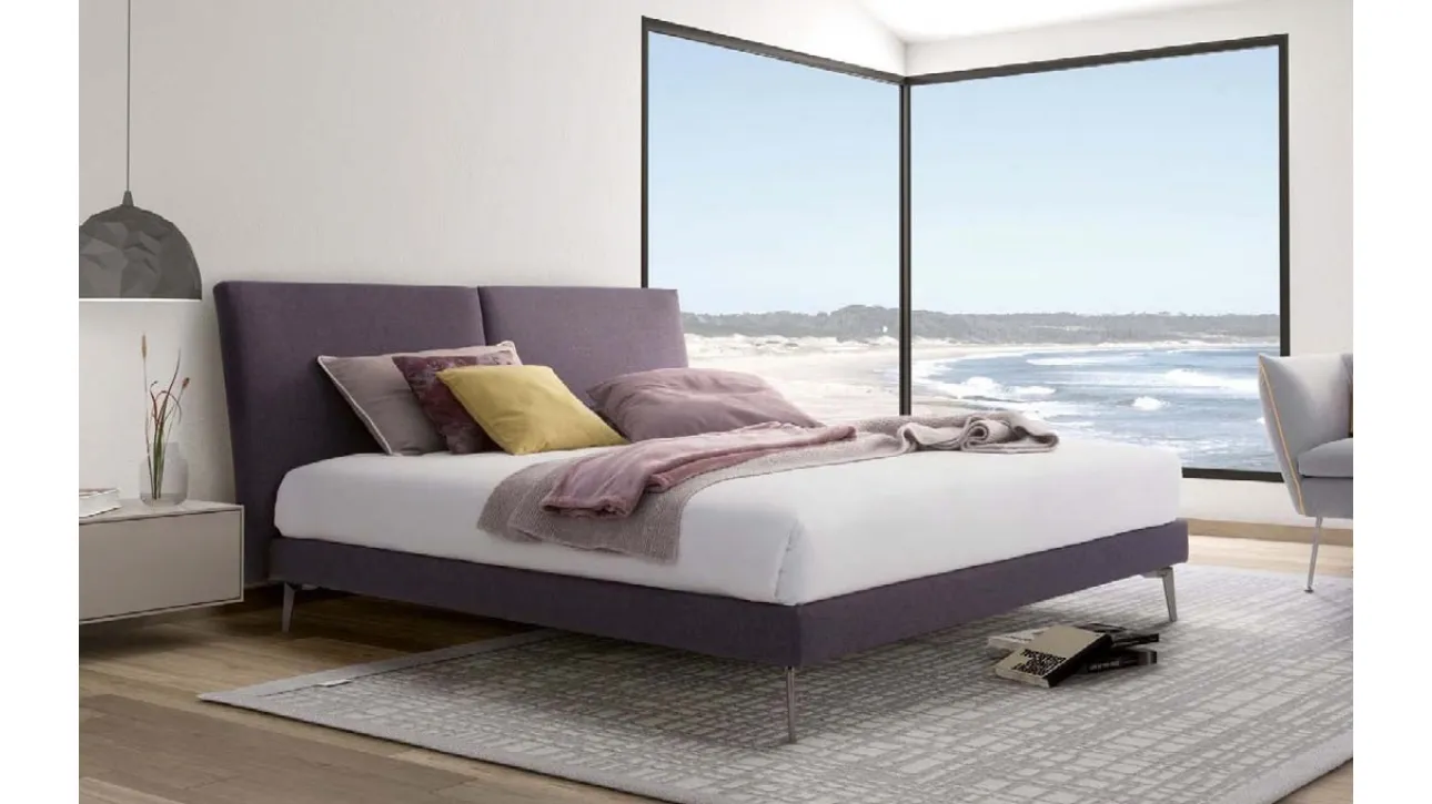 Letto Eros in legno imbottito poliuretano rivestito ovatta e tessuto contenitore di Confort Line
