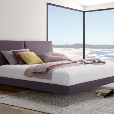 Letto Eros in legno imbottito poliuretano rivestito ovatta e tessuto contenitore di Confort Line