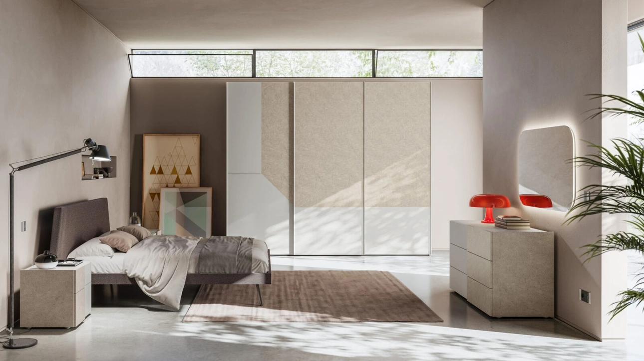 Letto matrimoniale Esacto Night 21 in tessuto imbottito di Orme