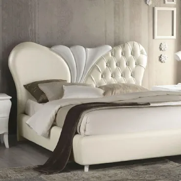 Letto con testiera impreziosita da luminosi cristalli Swarovski Fiocco Bianco di Euro Design