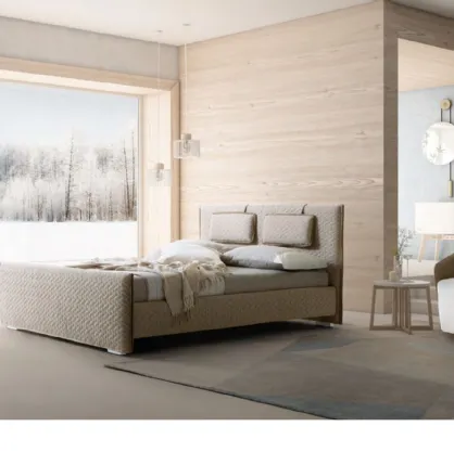 Letto con testiera e box contenitore in tessuto trapuntato Evergreen di Le Comfort