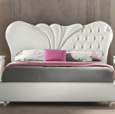 Letto con testiera impreziosita da luminosi cristalli Swarovski Fiocco Bianco di Euro Design