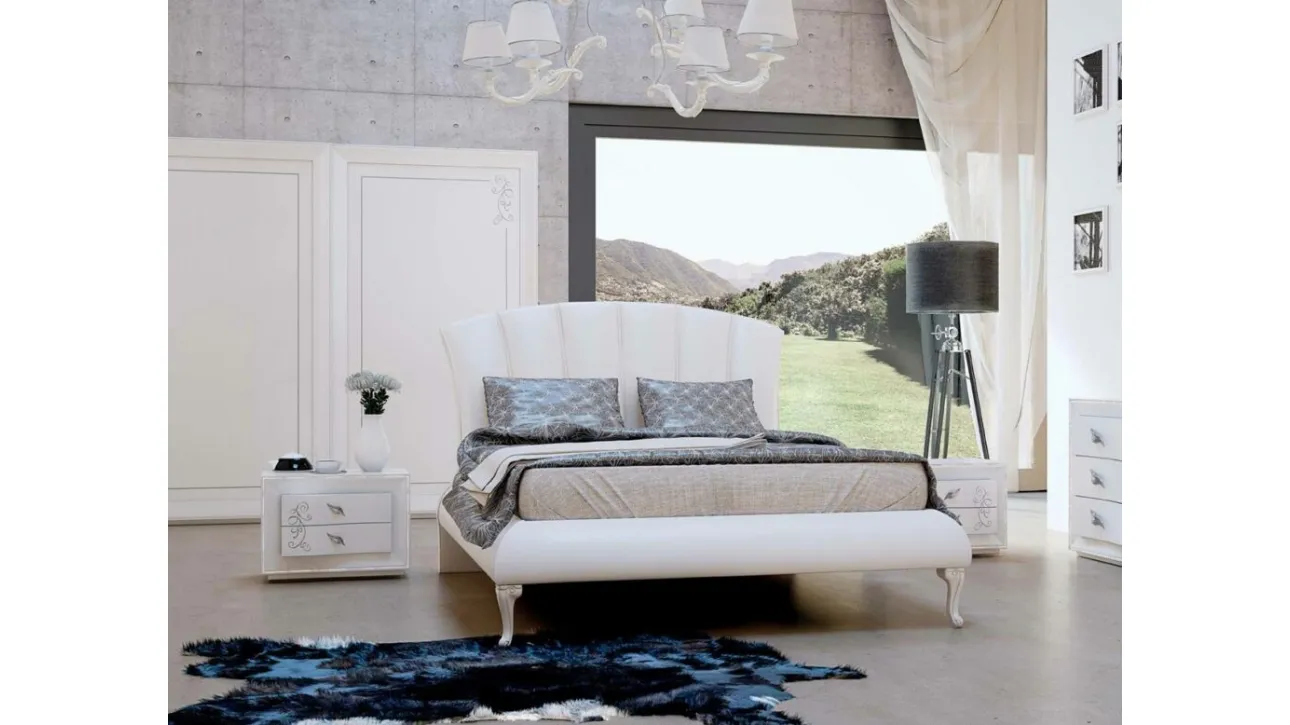 Letto in ecopelle con testiera arrotondata Julia di Euro Design