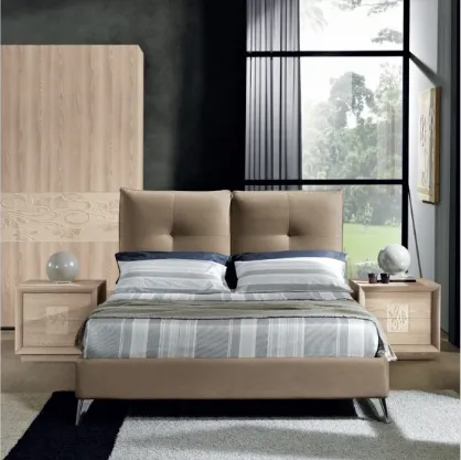 Letto moderno con testiera Kira Tessuto di Euro Design