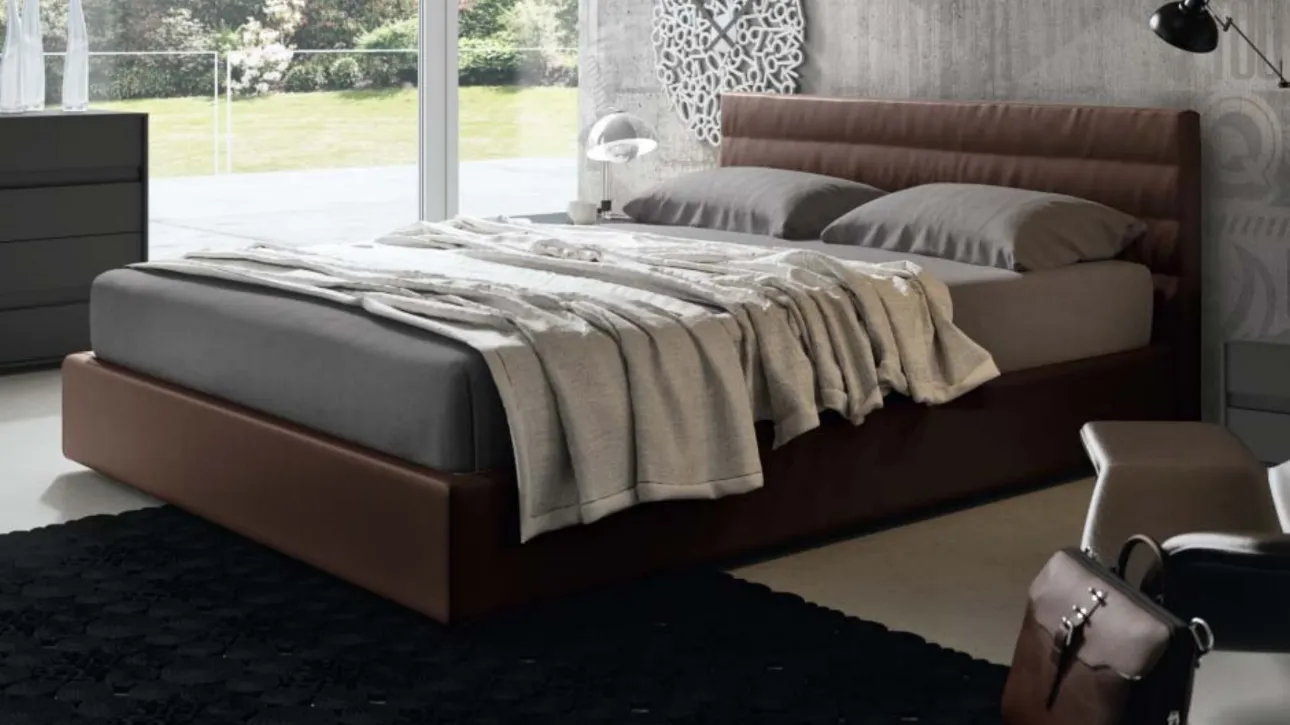 Letto in tessuto con testiera Line di Cinquepuntozero