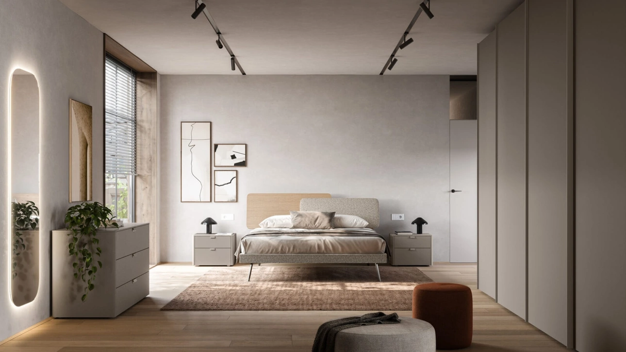 Letto matrimoniale Loli Night 18 in tessuto imbottito e materico Arena di Orme