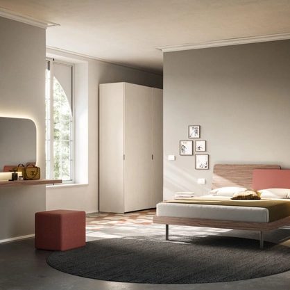 Letto matrimoniale Loli Night 19 in materico Noce e Mattone di Orme