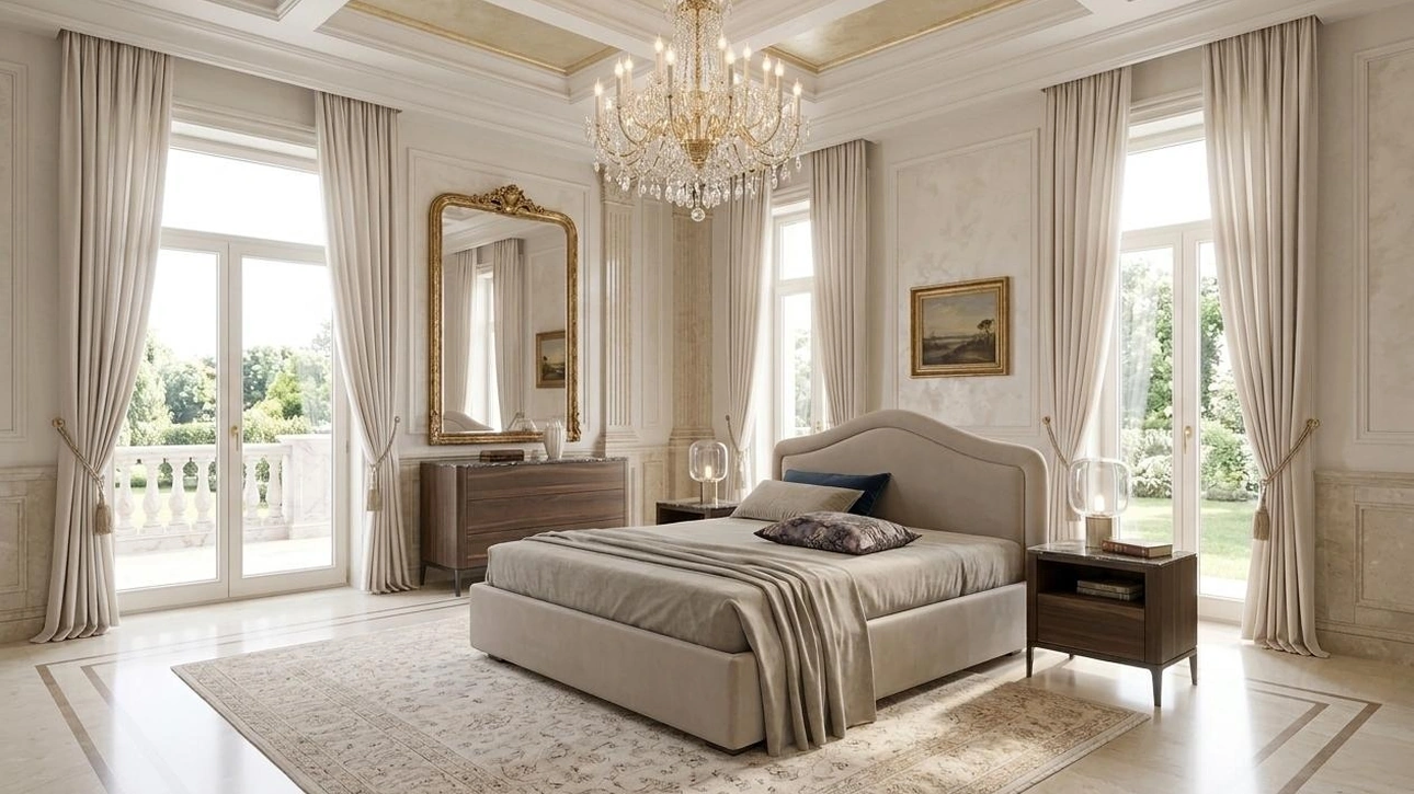 Letto classico Mito con testiera sagomata di Confort Line
