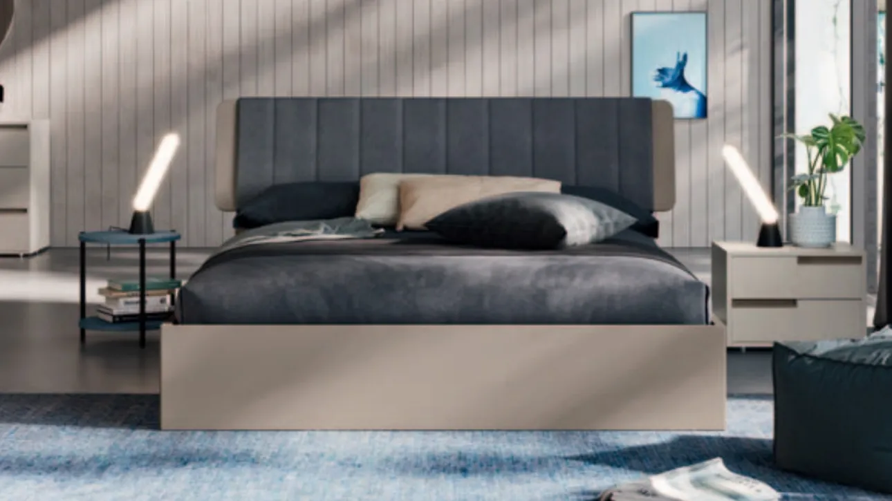 Letto moderno con testiera imbottita e trapuntata Dofia di Orme