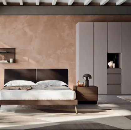 Letto in legno con testiera in ecopelle Ofelia di Orme