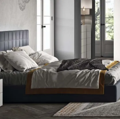 Letto imbottito moderno con testiera trapuntata Time di Cinquepuntozero