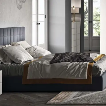 Letto imbottito moderno con testiera trapuntata Time di Cinquepuntozero