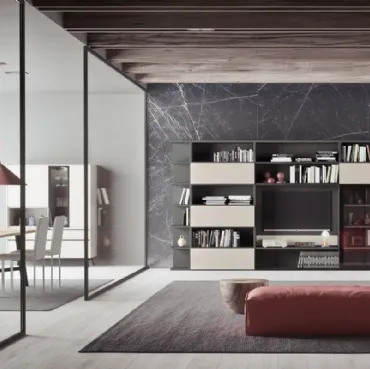 Libreria a muro componibile in laccato opaco Comp 13 di Mab