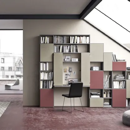 Libreriaa muro componibile in laccato opaco Sistema 17 di Mab