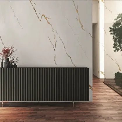 Madia a 3 ante ondulate in laccato opaco ardesia Wave70 di Fratelli Mirandola