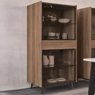 Madia Alta in legno con ante e ripiani in vetro Glamour 06 di Mab