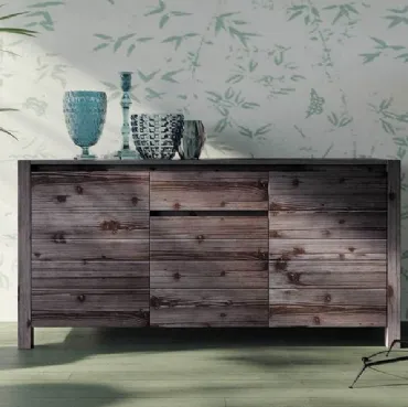 Madia bassa Londra Art 1102 in legno laccato gessato chiaro di Fratelli Mirandola