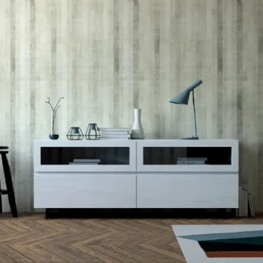 Madia Dallas Art 1010pa in legno con due cassetti e due ante a ribalta in vetro di Fratelli Mirandola