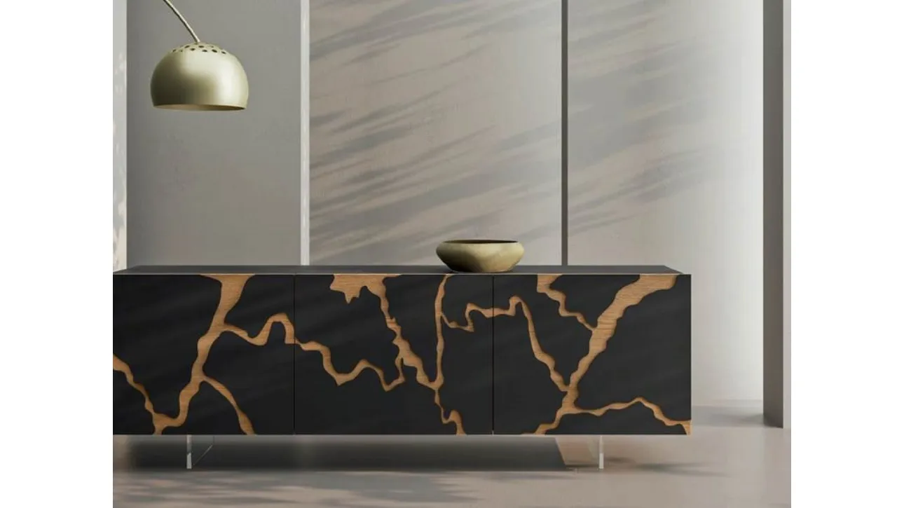 Madia Elettra in legno con decoro in foglia bronzo di Fratelli Mirandola