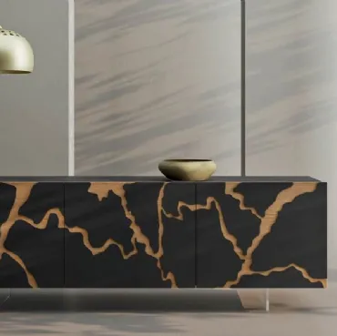Madia Elettra in legno con decoro in foglia bronzo di Fratelli Mirandola