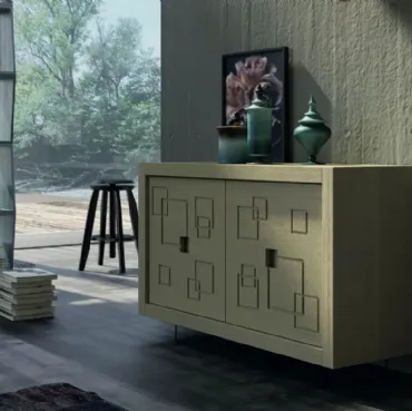 Madia Mastra Art 1771px in legno intagliato laccato verde oliva di Fratelli Mirandola