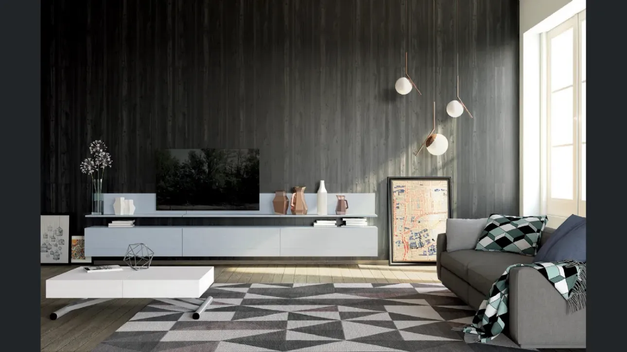 Mobile Porta Tv sospeso Unikawood 17 in legno laccato grigio di Fratelli Mirandola