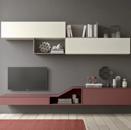 Parete Attrezzata in laccato opaco dai colori decisi e dal design moderno Comp 30 di Mab