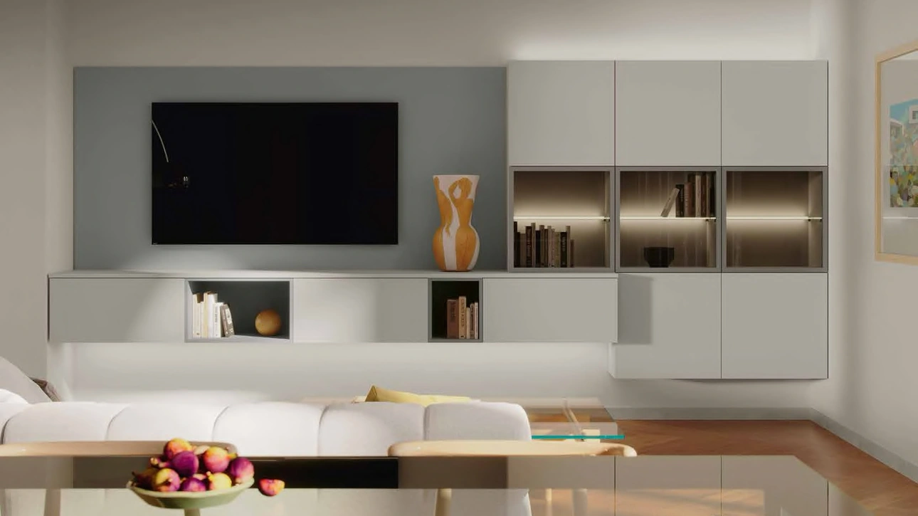 Parete Attrezzata in pet Living MK08 di Gentili Cucine