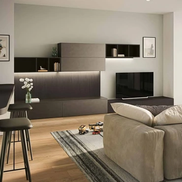 Parete Attrezzata Living MK12-02 in laccato e legno di Gentili Cucine