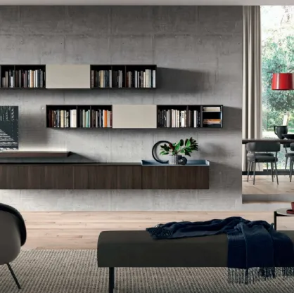 Parete Attrezzata LK01-1 in materico rovere termotrattato e laccato di Cinquepuntozero