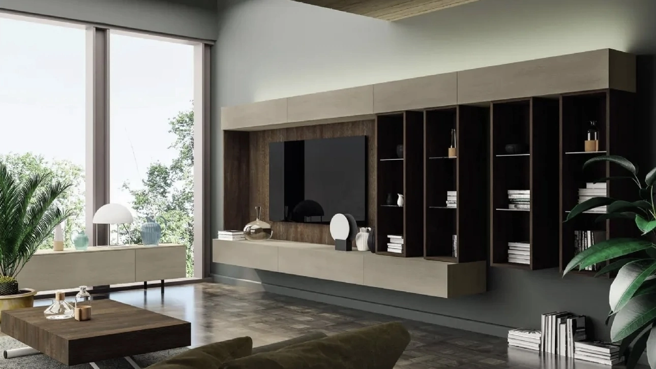 Parete attrezzata in legno di rovere Cheba 05 Fratelli Mirandola