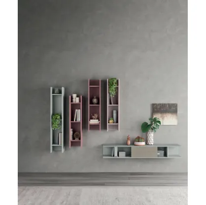 Pensili sospesi in laccato opaco multicolore rosa/azzurro di Orme